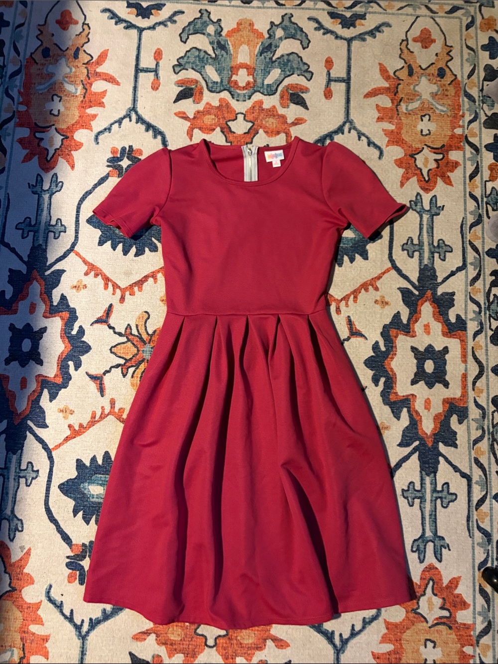 LuLaRoe Short Sleeve Fit-and-Flare Dress in Deep Berry